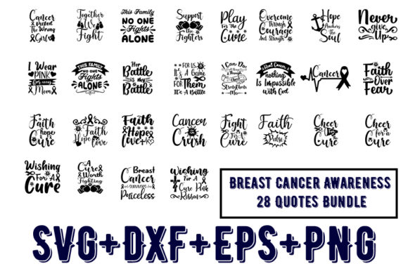 Breast Cancer Awareness 28 Quotes Bundle for T-Shirt Designs