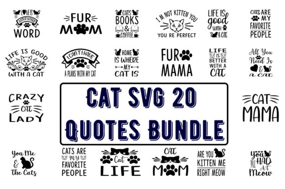 Cat 20 Quotes Bundle: A Charming Graphic for T-Shirt Designs