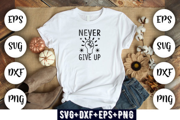 Never Give Up - Grunge: A Bold Embroidery Design