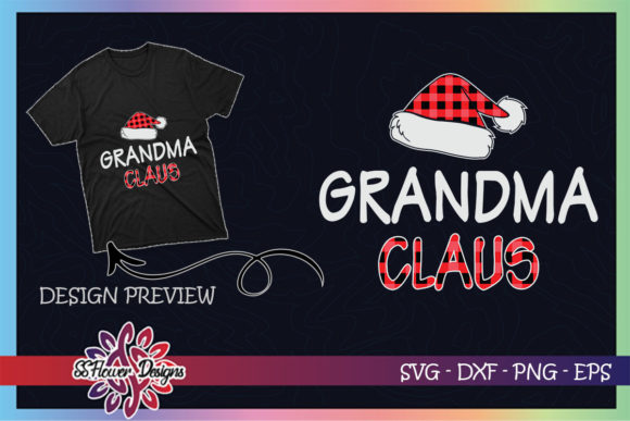 Red Plaid Grandma Claus for Festive T-Shirt Designs