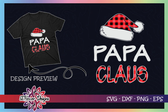 Red Plaid Papa Claus - Matching Family Graphics for T-Shirts